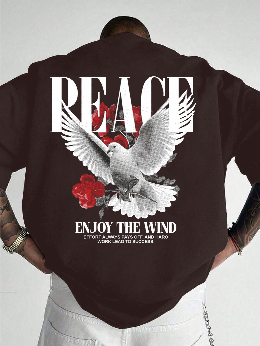 Peace Oversized Tee in Coffee Brown
